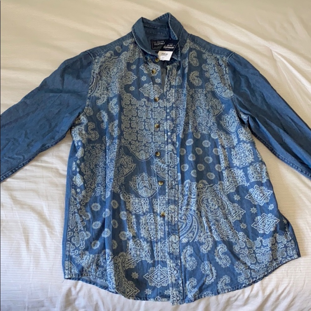 NWT Topman Denim Pattern Shirt